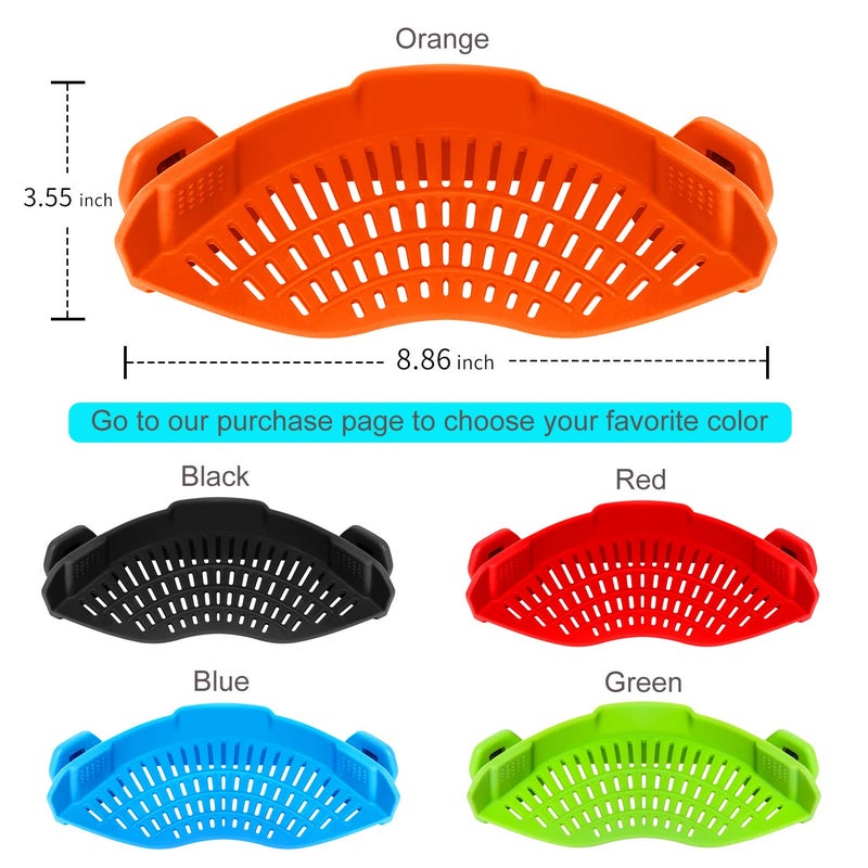 AUOON Clip On Strainer Silicone for all Pots and Pans, AUOON Pasta Strainer Clip on Food Strainer for Meat Vegetables Fruit Silicone Kitchen Colander - Image 2